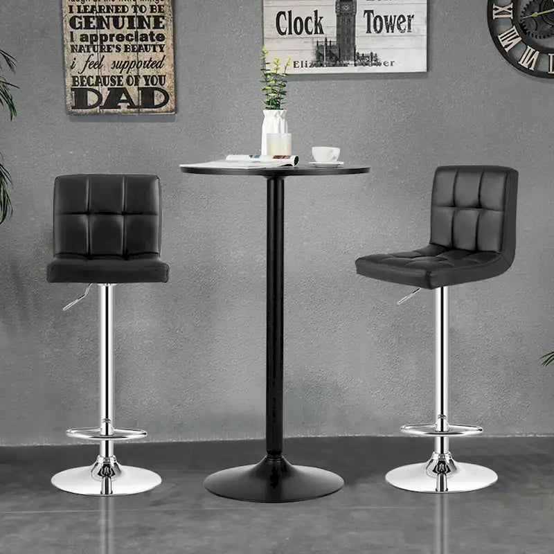 Set tavolo da pub 3 pezzi con tavolo rotondo da 60 cm e 2 sgabelli da bar regolabili