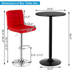 Set tavolo da pub 3 pezzi con tavolo rotondo da 60 cm e 2 sgabelli da bar regolabili