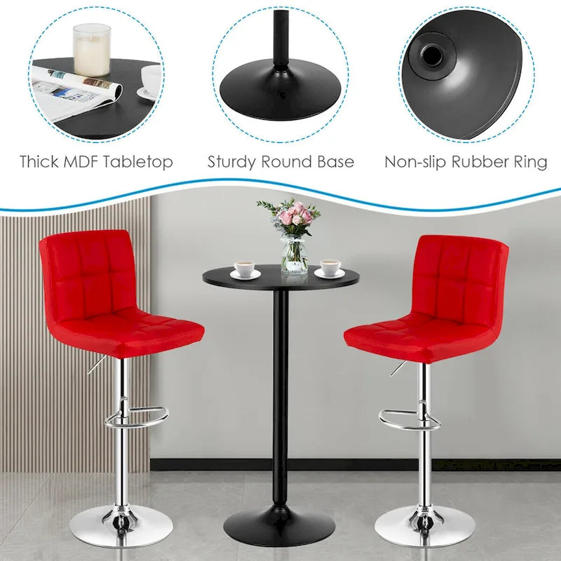 Set tavolo da pub 3 pezzi con tavolo rotondo da 60 cm e 2 sgabelli da bar regolabili
