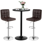 Set tavolo da pub 3 pezzi con tavolo rotondo da 60 cm e 2 sgabelli da bar regolabili