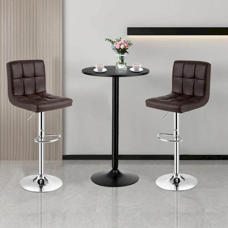 Set tavolo da pub 3 pezzi con tavolo rotondo da 60 cm e 2 sgabelli da bar regolabili