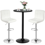 Set tavolo da pub 3 pezzi con tavolo rotondo da 60 cm e 2 sgabelli da bar regolabili