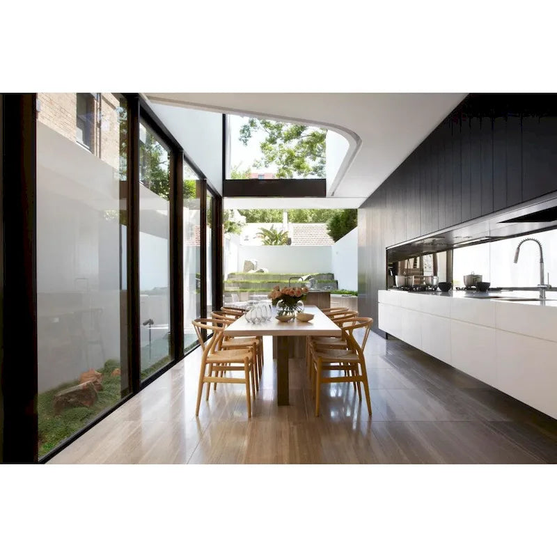 Set di 2 sedie da pranzo moderne in legno naturale con braccioli a Y e schienale, seduta in canapa, per casa, ristorante, ufficio, scrivania, cucina