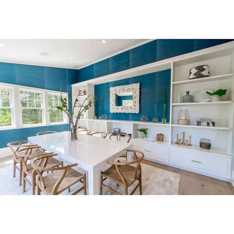 Set di 2 sedie da pranzo moderne in legno naturale con braccioli a Y e schienale, seduta in canapa, per casa, ristorante, ufficio, scrivania, cucina