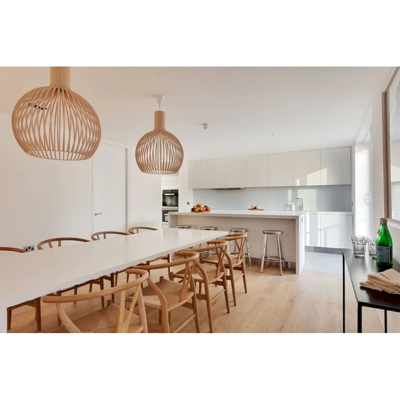 Set di 2 sedie da pranzo moderne in legno naturale con braccioli a Y e schienale, seduta in canapa, per casa, ristorante, ufficio, scrivania, cucina
