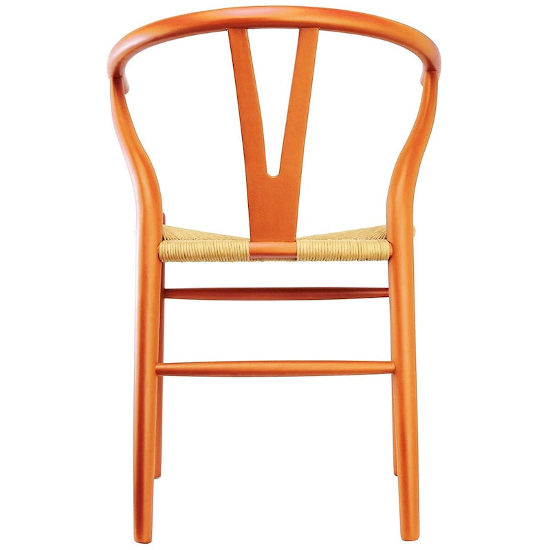 Set di 2 sedie da pranzo moderne in legno naturale con braccioli a Y e schienale, seduta in canapa, per casa, ristorante, ufficio, scrivania, cucina