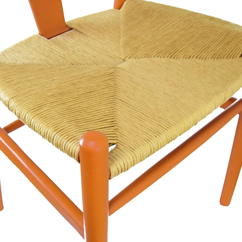 Set di 2 sedie da pranzo moderne in legno naturale con braccioli a Y e schienale, seduta in canapa, per casa, ristorante, ufficio, scrivania, cucina