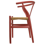 Set di 2 sedie da pranzo moderne in legno naturale con braccioli a Y e schienale, seduta in canapa, per casa, ristorante, ufficio, scrivania, cucina