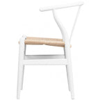 Set di 2 sedie da pranzo moderne in legno naturale con braccioli a Y e schienale, seduta in canapa, per casa, ristorante, ufficio, scrivania, cucina