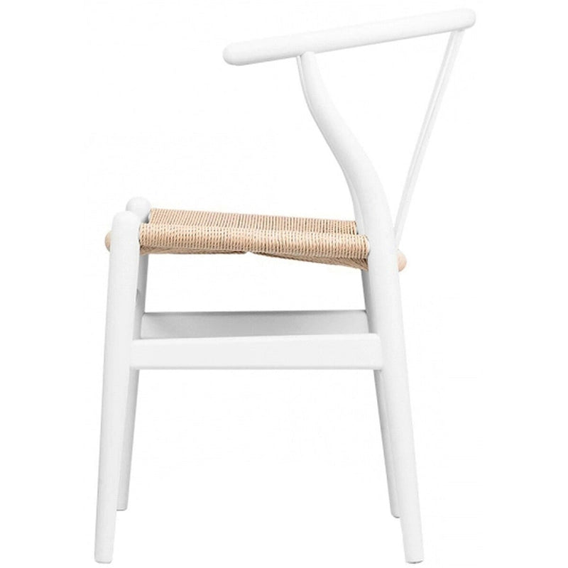 Set di 2 sedie da pranzo moderne in legno naturale con braccioli a Y e schienale, seduta in canapa, per casa, ristorante, ufficio, scrivania, cucina