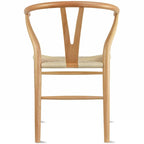 Set di 2 sedie da pranzo moderne in legno naturale con braccioli a Y e schienale, seduta in canapa, per casa, ristorante, ufficio, scrivania, cucina