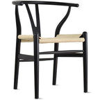 Set di 2 sedie da pranzo moderne in legno naturale con braccioli a Y e schienale, seduta in canapa, per casa, ristorante, ufficio, scrivania, cucina