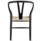 Set di 2 sedie da pranzo moderne in legno naturale con braccioli a Y e schienale, seduta in canapa, per casa, ristorante, ufficio, scrivania, cucina