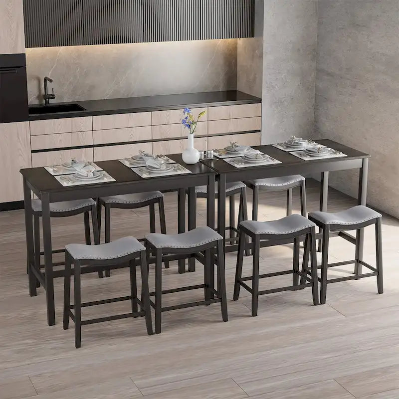 Set Tavolo da Bar 5 Pezzi - Tavolo Altezza Bancone e Sgabelli Sella Imbottiti