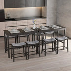 Set Tavolo da Bar 5 Pezzi - Tavolo Altezza Bancone e Sgabelli Sella Imbottiti