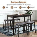 Set Tavolo da Bar 5 Pezzi - Tavolo Altezza Bancone e Sgabelli Sella Imbottiti