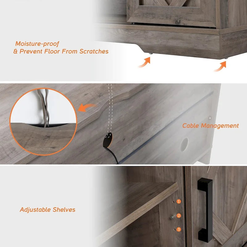 Mobile TV scorrevole in stile rustico con porta a granaio