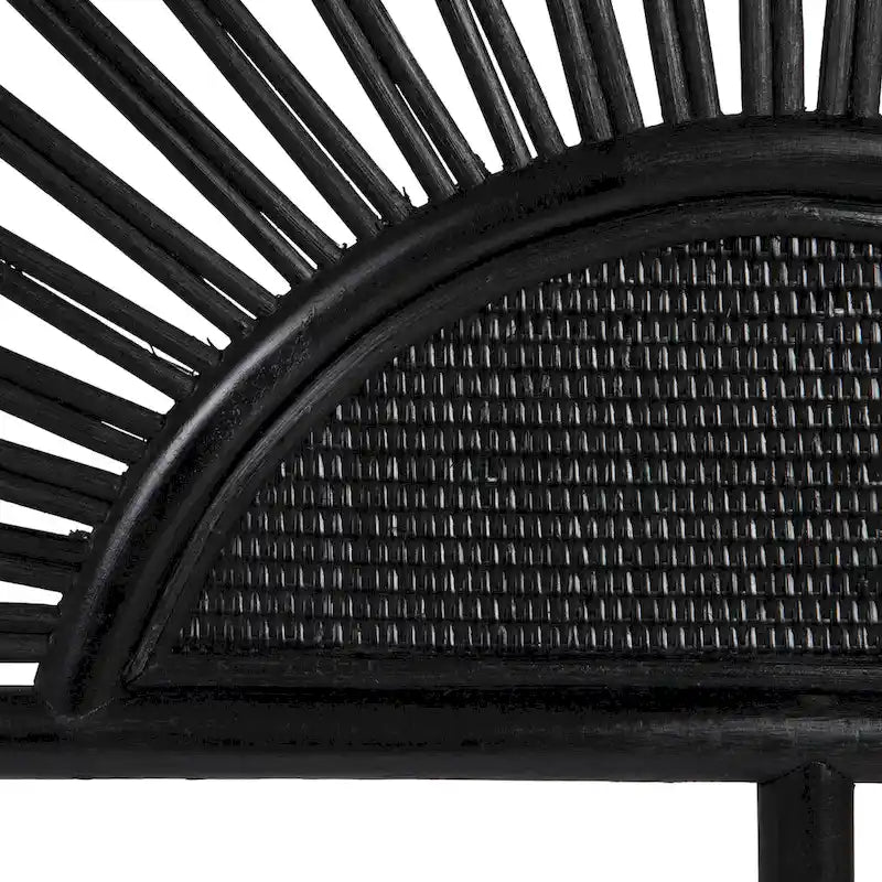 Rattan and Reclaimed Wood Sunburst Headboard