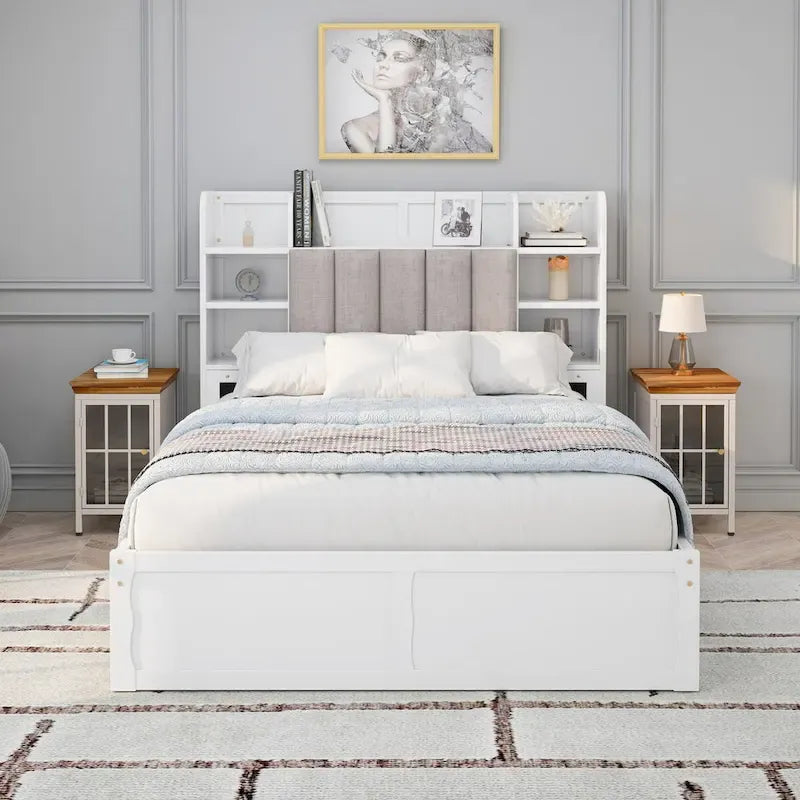 Letto Matrimoniale Multifunzionale con 4 Cassetti Contenitori Portatili Sotto al Letto