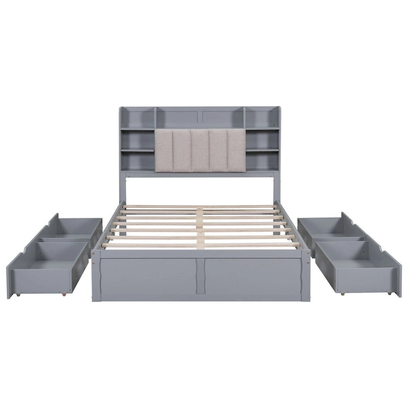 Letto Matrimoniale Multifunzionale con 4 Cassetti Contenitori Portatili Sotto al Letto