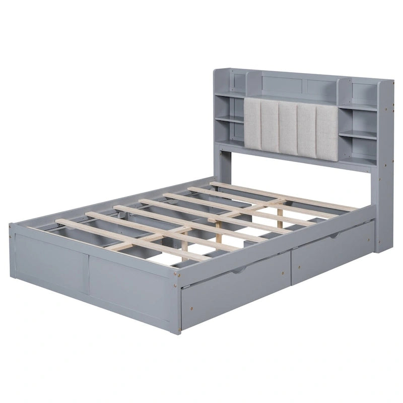 Letto Matrimoniale Multifunzionale con 4 Cassetti Contenitori Portatili Sotto al Letto