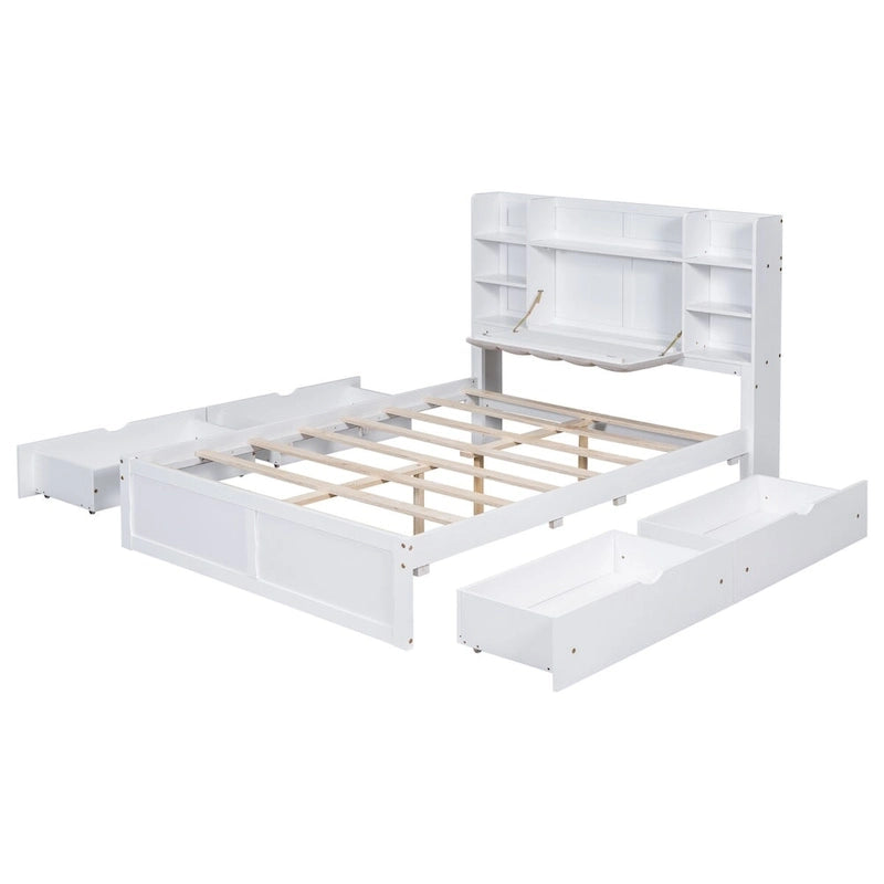 Letto Matrimoniale Multifunzionale con 4 Cassetti Contenitori Portatili Sotto al Letto
