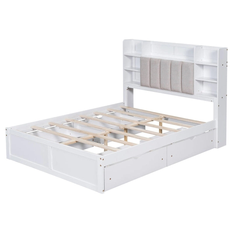 Letto Matrimoniale Multifunzionale con 4 Cassetti Contenitori Portatili Sotto al Letto