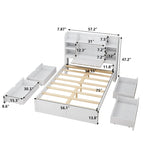 Letto Matrimoniale Multifunzionale con 4 Cassetti Contenitori Portatili Sotto al Letto