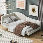 Twin Size Upholstered Daybed with Headboard and Armrest