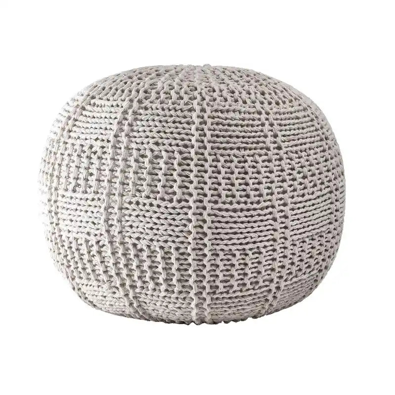 Pouf in cotone lavorato a maglia a treccia informale
