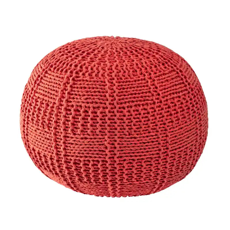 Pouf in cotone lavorato a maglia a treccia informale