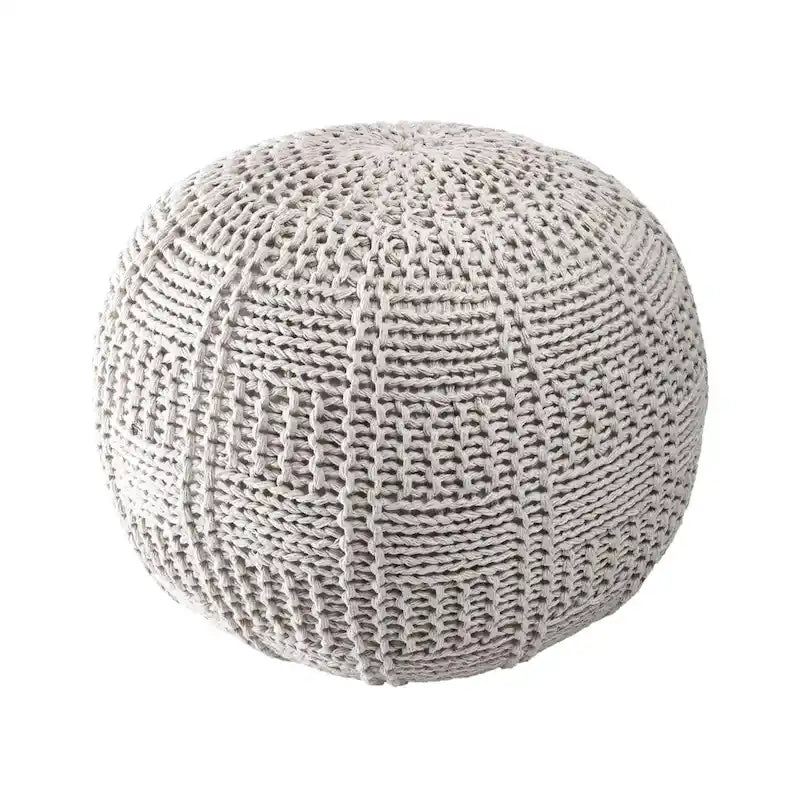 Pouf in cotone lavorato a maglia a treccia informale
