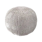 Pouf in cotone lavorato a maglia a treccia informale