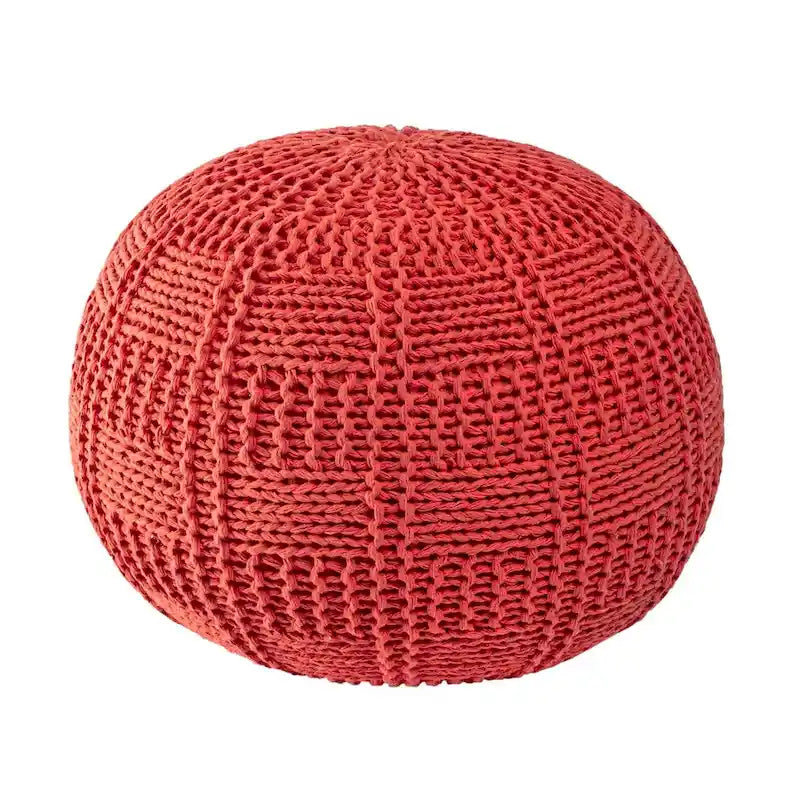 Pouf in cotone lavorato a maglia a treccia informale
