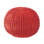 Pouf in cotone lavorato a maglia a treccia informale