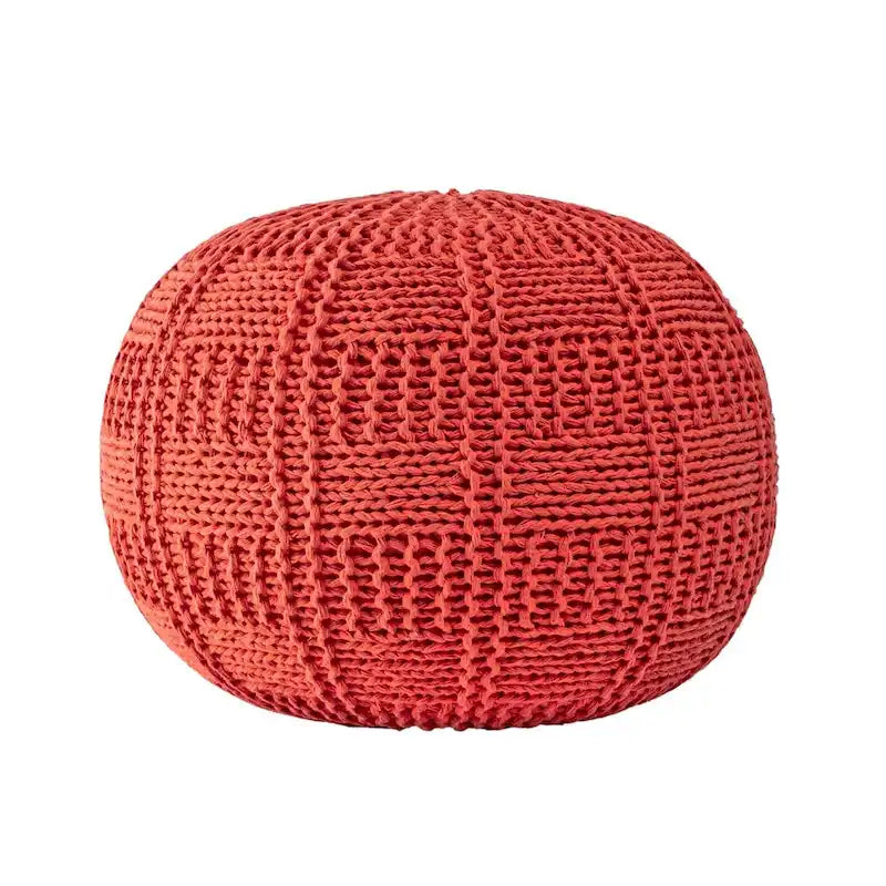 Pouf in cotone lavorato a maglia a treccia informale