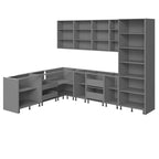 Set di mobili da cucina moderni - Bianco lucido e grigio, 2,4x3 metri (126x96)