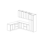 Set di mobili da cucina moderni - Bianco lucido e grigio, 2,4x3 metri (126x96)