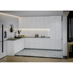 Set di mobili da cucina moderni - Bianco lucido e grigio, 2,4x3 metri (126x96)