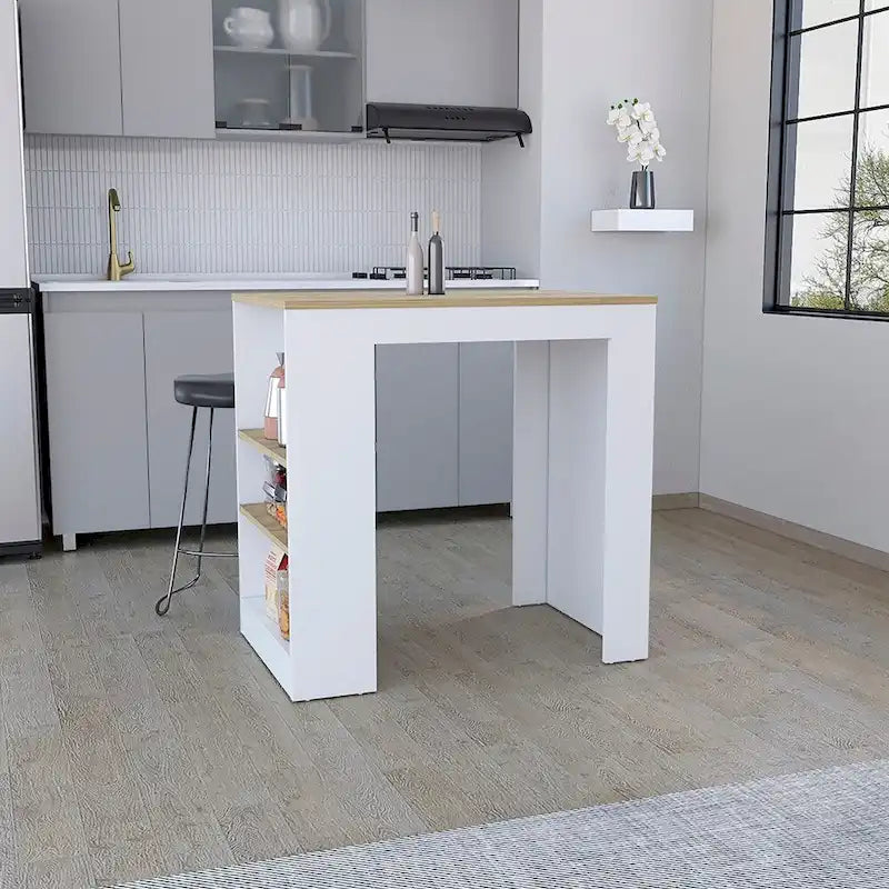 Isola cucina con mensole su 3 lati, mobile contenitore da cucina per sala da pranzo