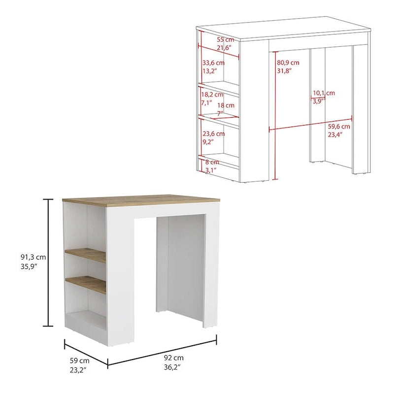 Isola cucina con mensole su 3 lati, mobile contenitore da cucina per sala da pranzo