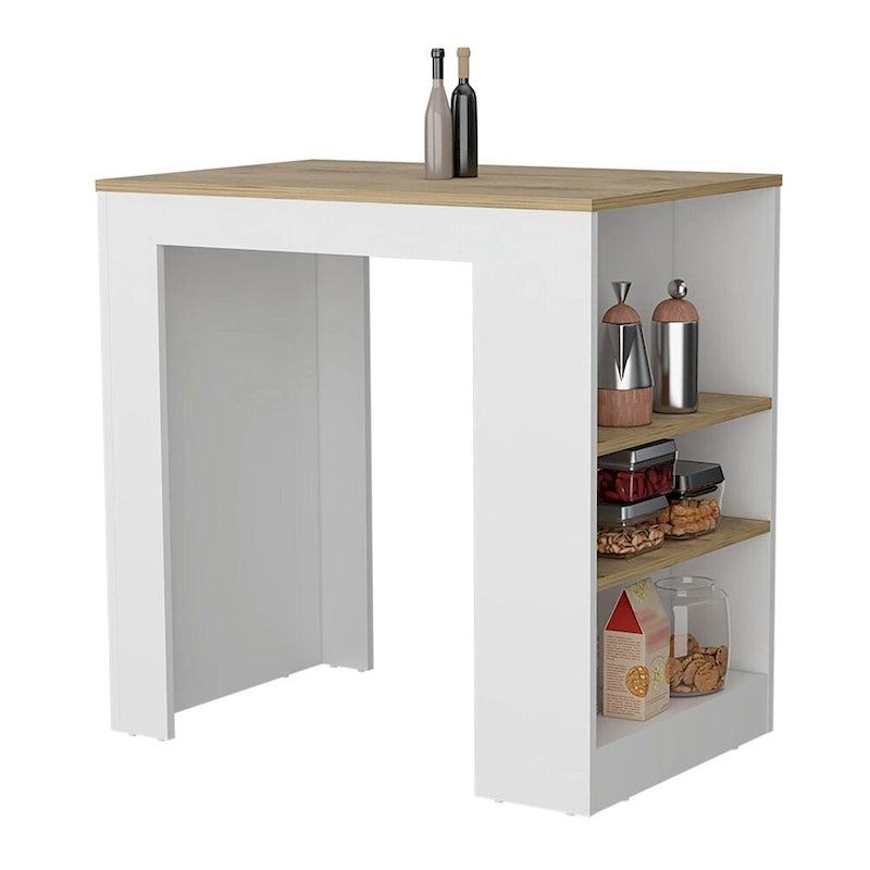 Isola cucina con mensole su 3 lati, mobile contenitore da cucina per sala da pranzo