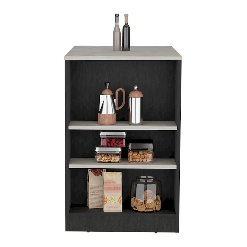 Isola cucina con mensole su 3 lati, mobile contenitore da cucina per sala da pranzo