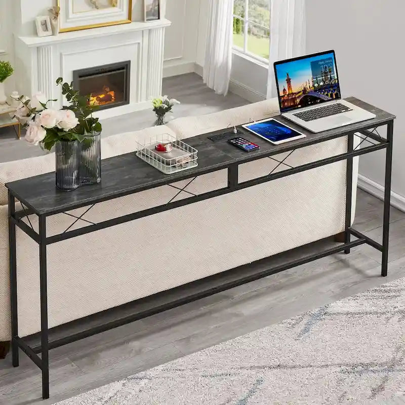 Consolle con stazione di ricarica e porte USB - Grigio antracite