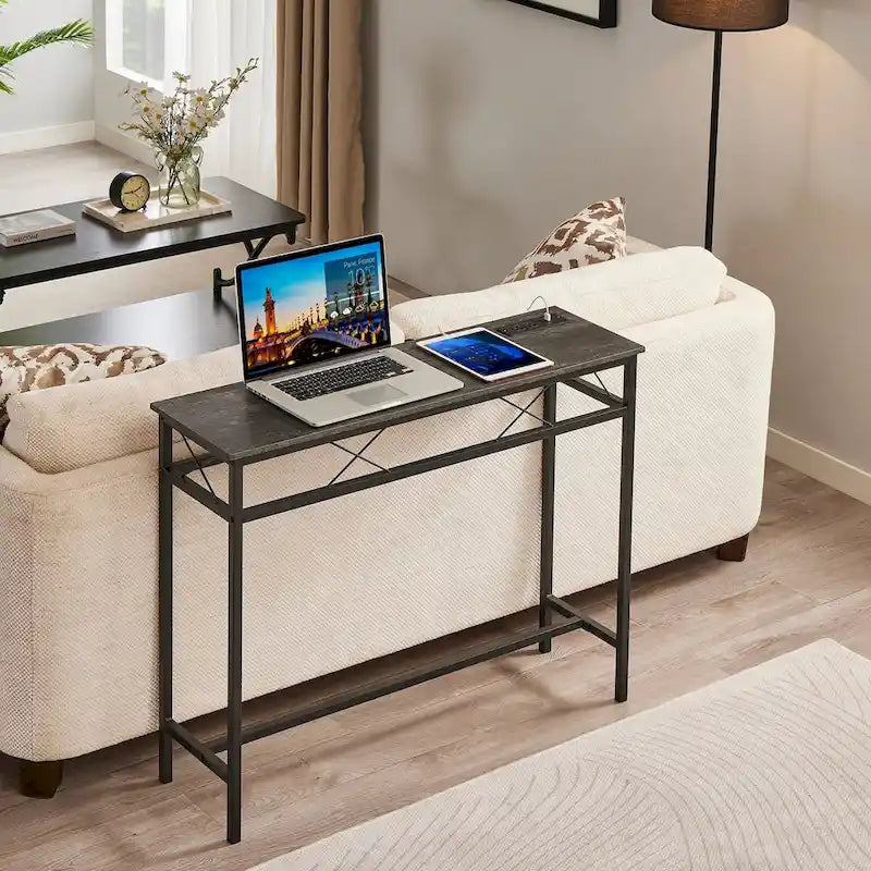 Consolle con stazione di ricarica e porte USB - Grigio antracite
