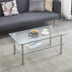 Tavolino da caffè in vetro trasparente, Tavolino laterale in vetro temperato
