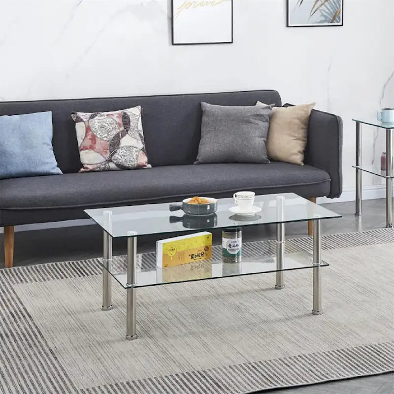 Tavolino da caffè in vetro trasparente, Tavolino finale in vetro temperato