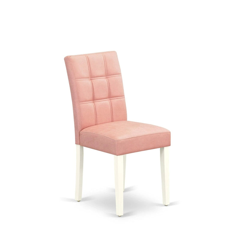 East West Furniture Set da Cucina Include un Tavolo Rotondo e Sedie da Cucina, Lino Bianco (Opzioni di Pezzi)