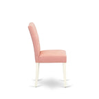 East West Furniture Set da Cucina Include un Tavolo Rotondo e Sedie da Cucina, Lino Bianco (Opzioni di Pezzi)