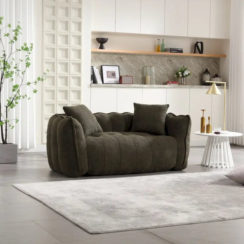 Morbida Poltrona a Sacco con Anima in Schiuma ad Alta Resilienza - Divano Reclinabile Quadrato per Videogiochi, Guardare la TV